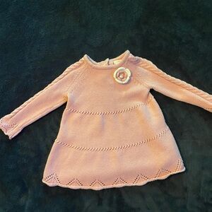 Shabby Chic Pink Knit Sweater with Floral Accent